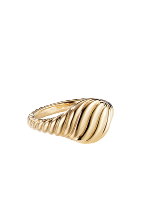 Sculpted Cable Pinky Ring In 18K Yellow Gold